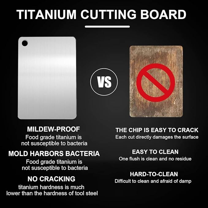 Katuchef Titanium Cutting Board,2026 New 100% Pure Titanium Cutting Boards for Kitchen,Non toxic Doubld-Side Durable Chopping Boards, Easy to Clean and Store(2PCS-M+L)