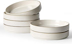 famiware Star 8.25" Pasta Bowls, Large Dinner Bowls Set of 6, Salad Bowl Plates, Shallow Bowls for Eating, White