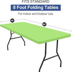 homing Rectangle Table Cloth Cover, Waterproof Polyester Elastic Fitted Tablecloth, Fits for 8 Foot Folding Tables, Washable Table Protector for Picnic, Camping, Outdoor (Lime Green, 30" x 96")