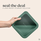Ceramic Coated Glass Food Storage Container | No PTFE, PFOA, PFAS, and BPA | Reusable Non Toxic Meal Prep Container with Glass Lid | Easy To Store | 11 Cup Rectangle [Pine]