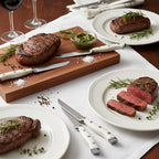 Alata 8-Piece White Steak Knives Set, Stainless Steel Steak Knife set with Serrated Edge, Razor-Sharp, Full-Tang Construction, Dishwasher Safe