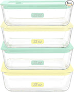 Urban Green Glass Food Container Set with Glass Lid, 4 Pack, Food Storage Containers with Airtight Lid, LeakProof, 100% Plastic Free, Meal Prep Container Set