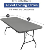 homing Rectangle Table Cloth Cover, Waterproof Polyester Elastic Fitted Tablecloth, Fits for 4 Foot Folding Tables, Washable Table Protector for Picnic, Camping, Outdoor (Grey, 30" x 48")