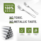 SANTUO Stainless Steel Forks Set, 10PCS 7.3" Salad Forks and 10PCS 6.7" Dessert Forks, Set of 20 Top Food Grade Silverware Forks, Mirror Polished & Dishwasher Safe