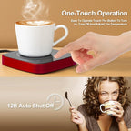 Coffee Mug Warmer Waterproof Smart Cup Warmer with 3 Temperature Setting for Warming & Heating Coffee, Beverage, Milk, Tea and Hot Chocolate (Red)
