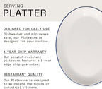 Made In Cookware - Serving Platter - White With Navy Rim- Porcelain England