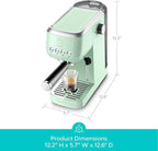 CASABREWS 3700 Essential Espresso Machine 20 Bar, Compact Coffee Maker with Steam Frother for Cappuccino, Latte, 43.9oz Water Tank, Pastel Green