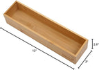 Bamboo Drawer Organizer - Kitchen Utensil Organizer Silverware Tray Cutlery Holder，Office Desk Supplies and Accessories (12x3x2.6 inch)