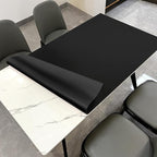 Large Leather Desk Mat - 40x80 Inch Waterproof Easy to Clean Can Conceal Flaws Protector The Table Top from Scratches Used for Dining (Black+Black 40x80)