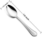 Dinner Spoons Set of 12, E-far 7.9 Inch Stainless Steel Soup Spoons Tablespoons for Home, Kitchen or Restaurant, Non-toxic & Mirror Polished, Scalloped Edge & Dishwasher Safe