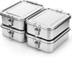 Umigy 4 Pcs Stainless Steel Food Containers 1200ml Metal Bento Lunch Box Stainless Steel Food Storage Containers, Lockable Clips to Leak Proof, Reusable Dishwasher Snack Boxes for Work
