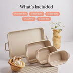 Our Place Bakeware Set | 5-Piece Nonstick, Toxin-Free, Ceramic, Cast Aluminum Set with Oven Pan, Bakers, & Oven Mat | Space-Saving Nesting Design | Oven-Safe | Bake, Roast, Griddle and more | Spice