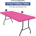 homing Rectangle Table Cloth Cover, Waterproof Polyester Elastic Fitted Tablecloth, Fits for 4 Foot Folding Tables, Washable Table Protector for Picnic, Camping, Outdoor (Rose Pink, 24" x 48")