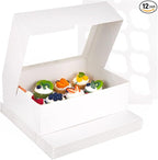 VGOODALL 12 Count Cupcake Boxes, 12PCS Cupcake Holder with Window White Pastry Boxes for Birthday Holiday Party Bakery Supplies