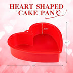 10 Inch Heart Shaped Cake Pans, 2 Pack Nonstick Silicone Heart Baking Molds for Cakes, Cheesecakes and Brownies (Red)