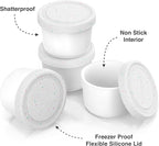 BALCI - 8oz Mini Ice Cream Containers with Silicone Lids (Set of 4) - Freezer Food Storage Containers, Reusable, LeakProof, For Homemade IceCream Containers - White with Sprinkles
