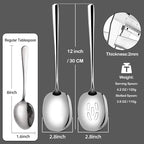 SOLEADER Extra Large Serving Spoons for Buffet, 12 Inch Stainless Steel Serving Spoons, Big Spoons for Serving Food, Pack of 6