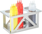 Restaurantware Squeeze Bottle Holder Pack of 1 Stainless Steel 6 Hole Bottle Holder, 2.93" Diameter Fits 1/3 Size Opening, Dishwasher Friendly Integrated Lip Design Holder for Condiment Bottles
