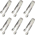 6PCS Ice Tongs Mini Sugar Tongs 4.25Inch Stainless Steel Small Serving Tong, Tiny Kitchen Tong for Appetizers,Tea Party, Coffee Bar, Desserts by Sunenlyst (Silver)