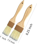 Durable Pastry Basting Brush - Natural Bristle BBQ Brush for Oil & Sauce, Wooden Handle Food Brush for Baking & Cooking - 1", "1 1/2 Inch, 3 Pack