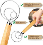 Danish Dough Whisk Bread Mixer，2 Pack Premium Stainless Steel Dutch Whisk With a Dough Scraper for Bread, Pastry or Pizza Dough - Perfect Baking