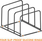 Kitchen Cabinet Organizer, 2PSC Steel Cookware Holder, Divided Holder with 3 Slots for Skillets Baking Tray and Chopping Board Rack - Pan Holder Storage (2.2 Inch Width Slots)