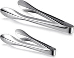2 Pack 9 Inch and 12 Inch Serving Food Tongs Silver Buffet Stainless Steel Tongs Polished Heavy Duty Kitchen Tableware Set for Cooking Salad Party Picking up Ice Appetizers and More