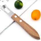 3 PCS Cocktail Channel Carving Knife Walnut Wood Handle Fruit and Vegetable Carving Tool V-Shaped Stainless Steel Blade, Garnish Citrus Zester for Decorating Cocktails, Desserts, and Salads