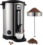 10L Coffee Urn Stainless Steel Double-Wall, 50-Cup Commercial Coffee Maker with Keep-Warm Function, Coffee Pot for Events, Offices, Parties, and Catering