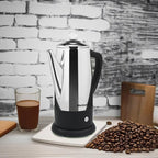 Elite Gourmet EC812 Electric 12-Cup Coffee Percolator with Keep Warm, Clear Brew Progress Knob Cool-Touch Handle Cord-less Serve, Stainless Steel