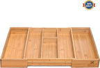 Bamboo Silverware Organizer, Expandable Kitchen Drawer Organizer and Utensil Organizer, Cutlery Tray with Drawer Dividers for Kitchen Utensils and Flatware, Bedroom, Living Room (Natural)