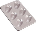 CHEFMADE Madeleine Mold Cake Pan, 6-Cavity Non-Stick Oval Shell Madeline Bakeware for Oven Baking (Champagne Gold)