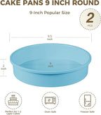 HONGBAKE 9 Inch Round Cake Pan Set of 2, Nonstick Ceramic Coating Cake Molds with Diamond Texture, Aluminized Steel Cake Pans Sets for Baking & Cheesecake, Heavy Duty & Non-Toxic (Light Blue, 2PCS)