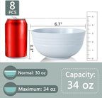 Homestockplus 【Set of 8】 Unbreakable Large Bowls,34 Oz Ramen Bowls BPA-Free Eco-Friendly Soup Bowl Set for Cereal, Salad, Soup, Ramen,Grains,Oatmeal Apply to Kitchen, Dishwasher & Microwave Safe