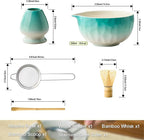 Matcha Whisk Set, 5Pcs Matcha Set Blue, Matcha Kit with Matcha Bowl, Matcha Whisk and Holder, Bamboo Scoop, Macha Sifter, Macha Tea Set for Macha Lovers, Tea Enthusiasts, Christmas, Breakfast,Latte