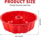 10 Inch Silicone Fluted Tube Cake Pan, 2 Pack Non Stick Silicone Baking Molds for Cake, Bread, Brownie, Jello