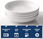 Y YHY Pasta Bowls 32oz, Ceramic Large Salad Serving Bowls, White Pasta Bowls Set, Shallow Soup Bowl Set of 4, Microwave & Dishwasher Safe