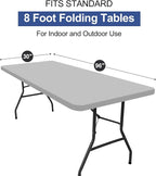 homing Rectangle Table Cloth Cover, Waterproof Polyester Elastic Fitted Tablecloth, Fits for 8 Foot Folding Tables, Washable Table Protector for Picnic, Camping, Outdoor (Light Grey, 30" x 96")