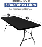 homing Rectangle Table Cloth Cover, Waterproof Polyester Elastic Fitted Tablecloth, Fits for 5 Foot Folding Tables, Washable Table Protector for Picnic, Camping, Outdoor (Black, 36" x 60")