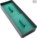 Linoroso Silverware Drawer Organizer with 4 Compartments, Adjustable, BPA Free, Silverware Drawer Organizer - Green
