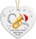 Customized Tuba Instrument Christmas Ceramic Ornament 2025, Tuba Player Christmas Tree Ornaments, Personalized Tubaist Xmas Ornament with Text Name & Year, Gifts for Men Women Music Lovers