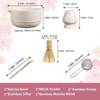 Matcha Tea Set, 5-Piece Ceramic Matcha Bowl & Whisk Kit with Cute Cat Pattern, Traditional Japanese Chawan, Scoop & Sifter, Perfect for Tea Ceremony, Gift for & Tea Lovers (white)