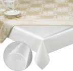 Premium Table Pad Protector Superior Protection from Spills, Scratches & Heat- Reusable Vinyl Table Cloth with Cushion Flannel Backing (52" Round)