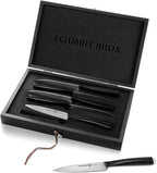 Schmidt Brothers -Bonded Ash 4-Piece Jumbo Steak Knife Set, High-Carbon German Stainless Steel Cutlery in a Wood Gift Box