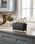 Black Kitchen Utensil Holder - Elegant Silverware Holder, Versatile Picnic and Flatware Caddy, Ideal for Modern Countertop Storage Solutions