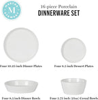 Martha Stewart Selma Chip & Scratch Resistant Dinnerware Set – White Plates and Bowls, Durable Dishwasher and Microwave Safe Dishes Set for Everyday Use