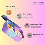 Silicone Lunch Box for Adults & Kids, 40oz Bento Box | 3 Compartments, Leak-Proof Design, 100% Food-Grade Silicone | Microwavable & Portable For All Occasions (5.7x8.5in, Purple)