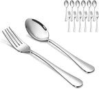 Forks and Spoons Set, 6PCS 6.7" Salad Forks and 6PCS 6.7" Soup Spoons, Stainless Steel Silverware set of 12, Mirror Polished & Dishwasher Safe