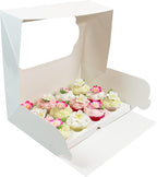 Global Sugar Art Auto-Popup Extra Deep Quarter Sheet Cake & Cupcake Box with Window and Cupcake Insert, White 14 x 10 x 5 Inches, 5 Count