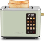 SEEDEEM Toaster 2 Slice, Touch Control Screen, Smart Stainless Toaster, 6 Shade Setting, 6 Bread Selection, Countdown, Removable Crumb Tray, 900W, Mint Green